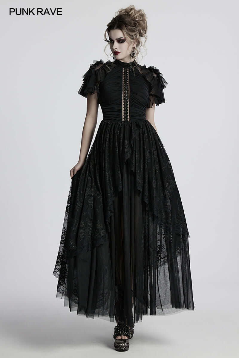 Punk Rave Nova Gothic Elegant Gown in Black