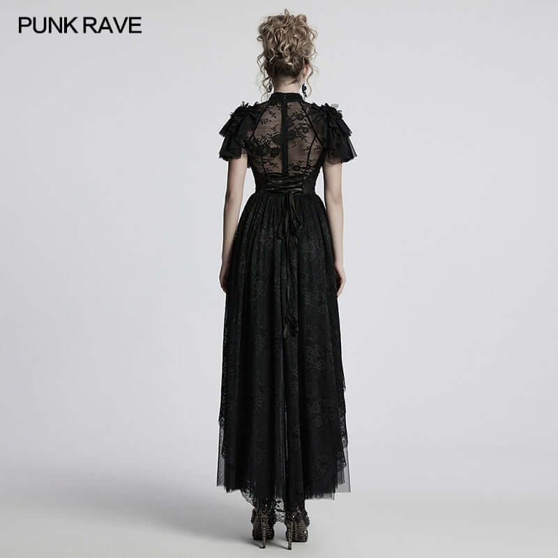 Punk Rave Nova Gothic Elegant Gown in Black