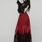 Punk Rave Gothic Flying-Sleeve Long Dress in Red and Black