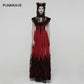 Punk Rave Gothic Flying-Sleeve Long Dress in Red and Black