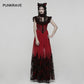 Punk Rave Gothic Flying-Sleeve Long Dress in Red and Black