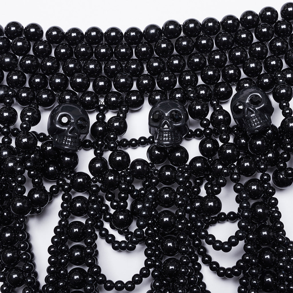 Punk Rave Aphrodite Black Beaded Necklace, Gothic-Style Fashion Accessory