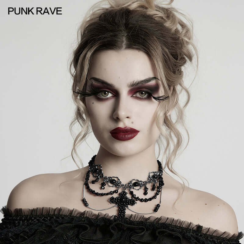 Punk Rave Steampunk Cross Necklace