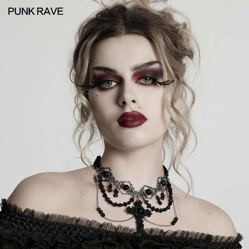 Punk Rave Steampunk Cross Necklace