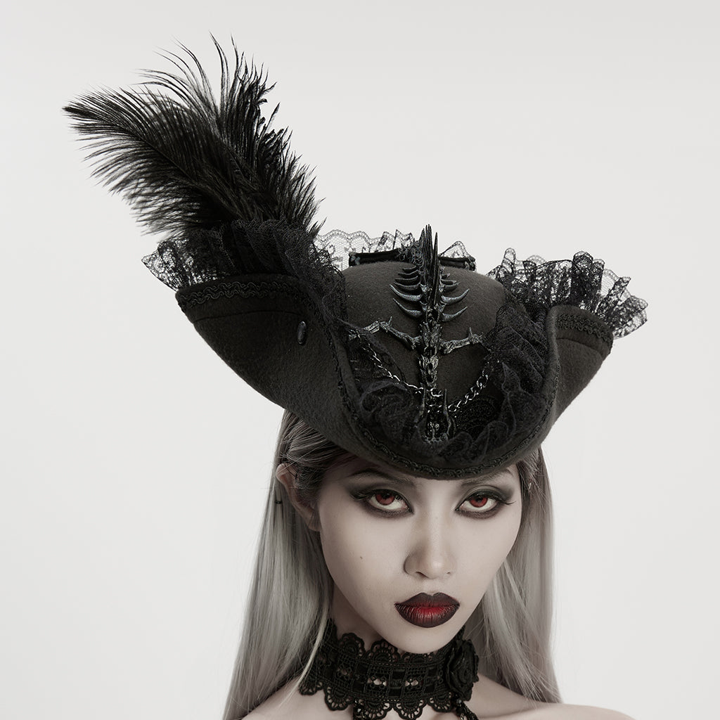 Punk Rave Goth Imprisoned Beast Bone Pirate Hat