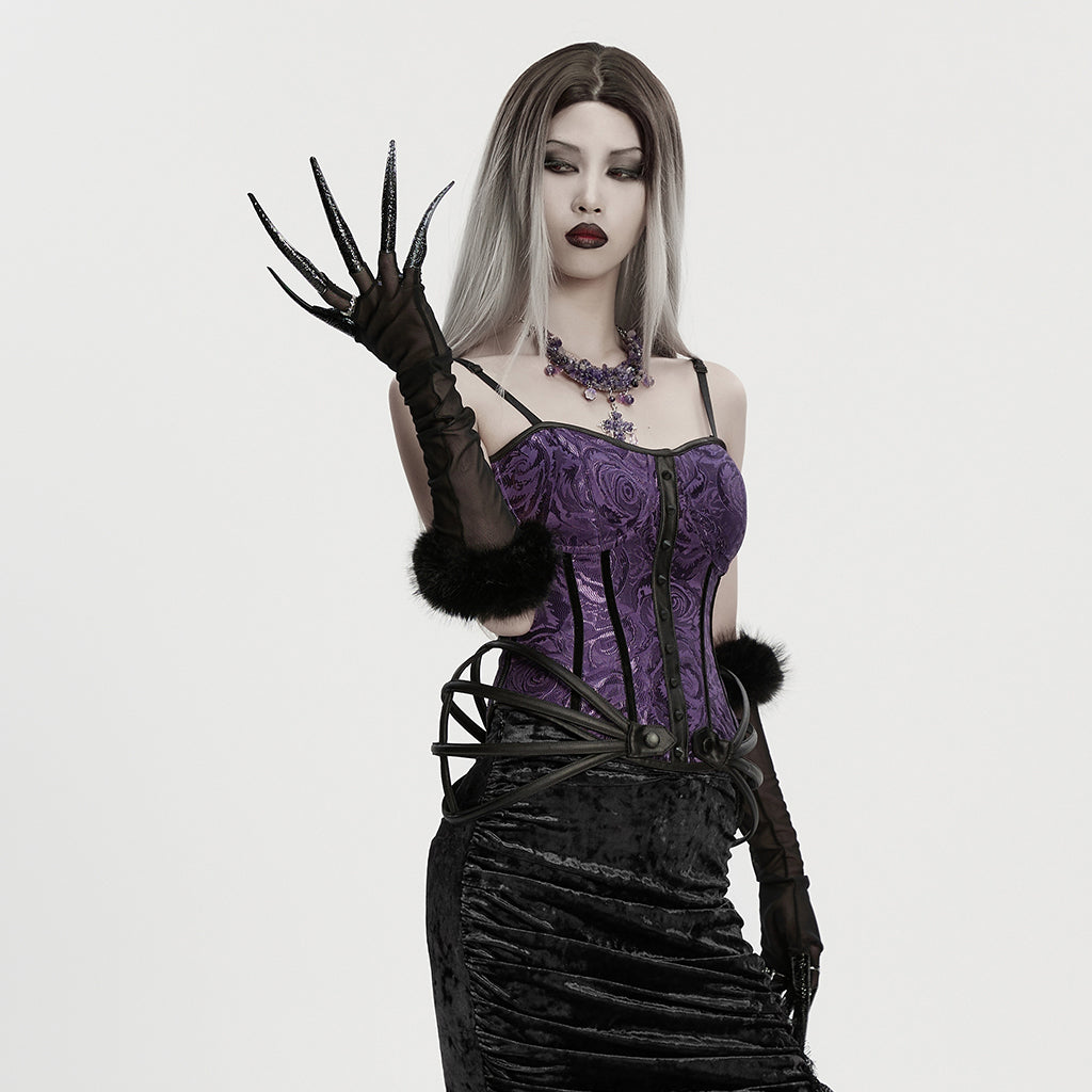 Punk Rave Fluffy Goth Long-Claw Gloves