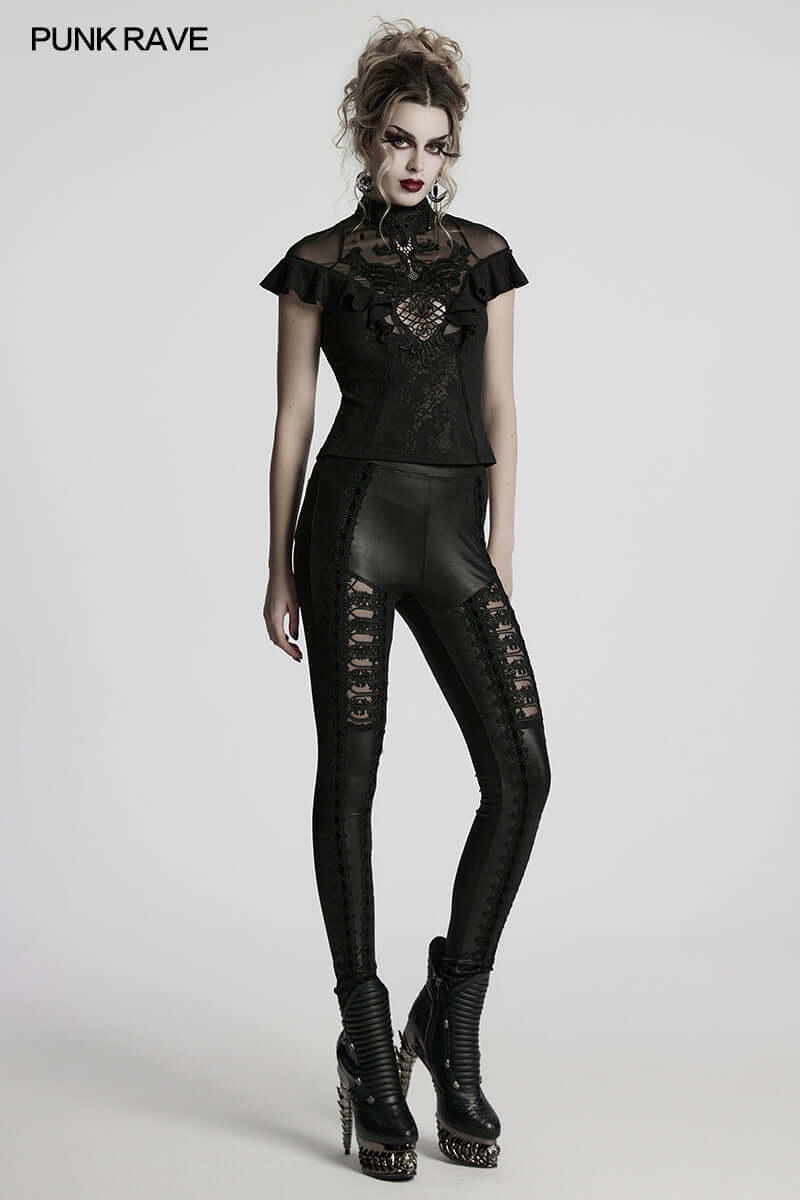 Punk Rave Gothic Applique Top