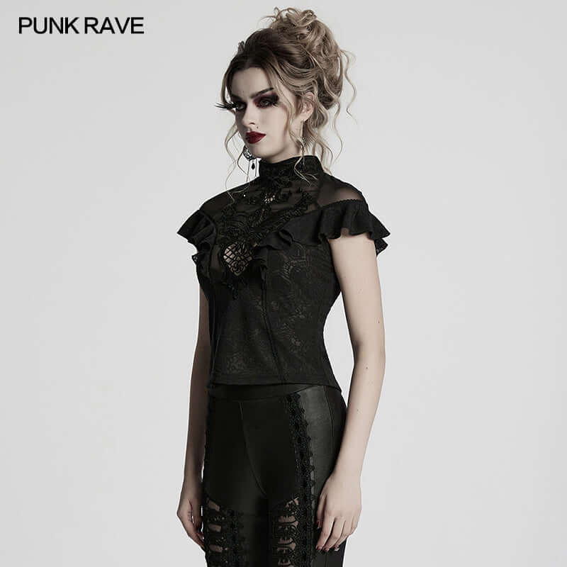 Punk Rave Gothic Applique Top