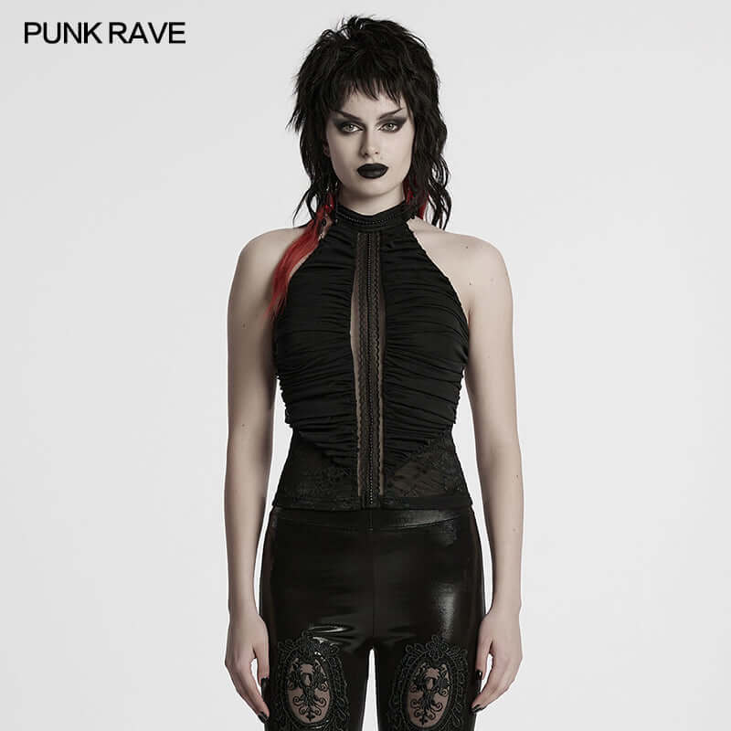 Punk Rave Kalliope Pleated Halter Neck Top