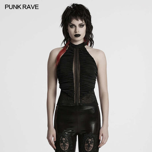 Punk Rave Kalliope Pleated Halter Neck Top