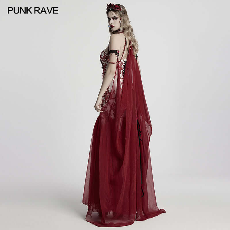 Punk Rave Dark Night Women's Vampire Cloak in Red