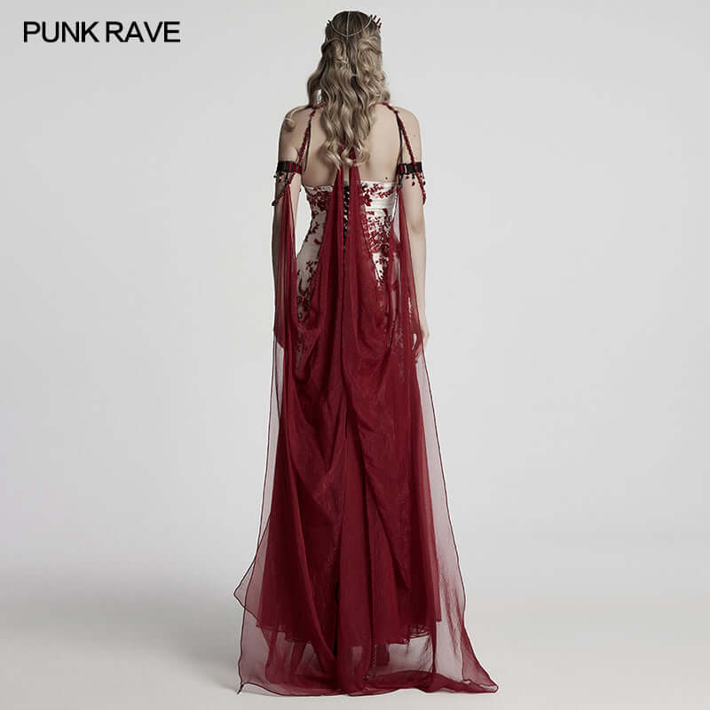 Punk Rave Dark Night Women's Vampire Cloak in Red