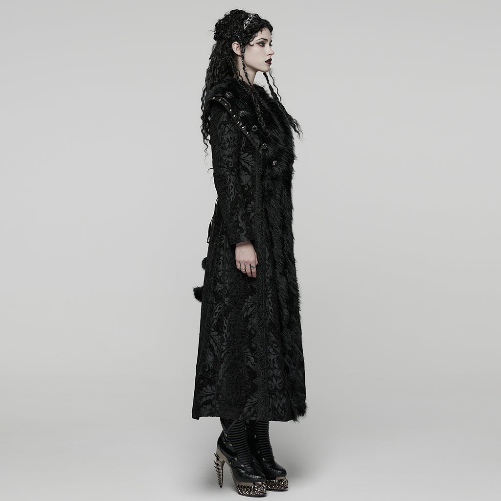 Punk Rave Goth Gorgeous Plush Coat in Black