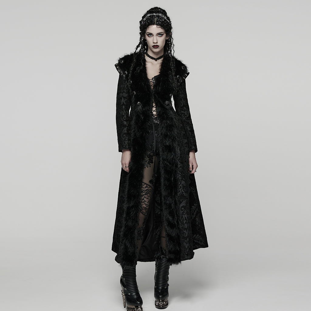 Punk Rave Goth Gorgeous Plush Coat in Black