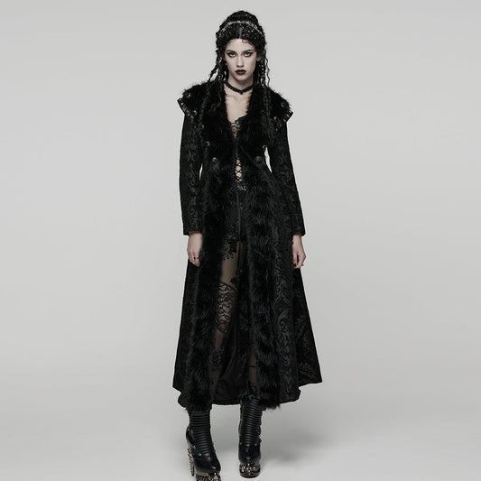 Punk Rave Goth Gorgeous Plush Coat in Black