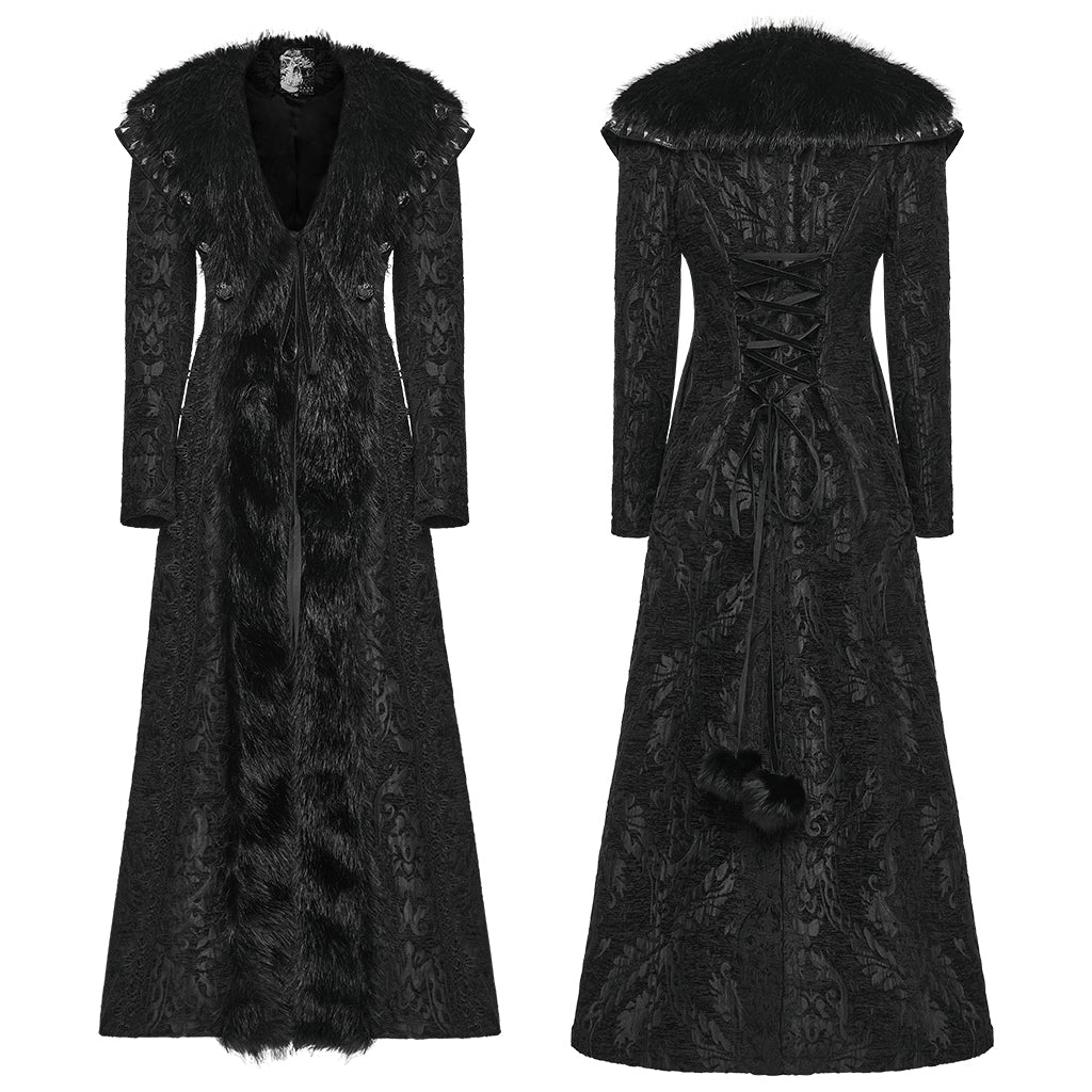 Punk Rave Goth Gorgeous Plush Coat in Black