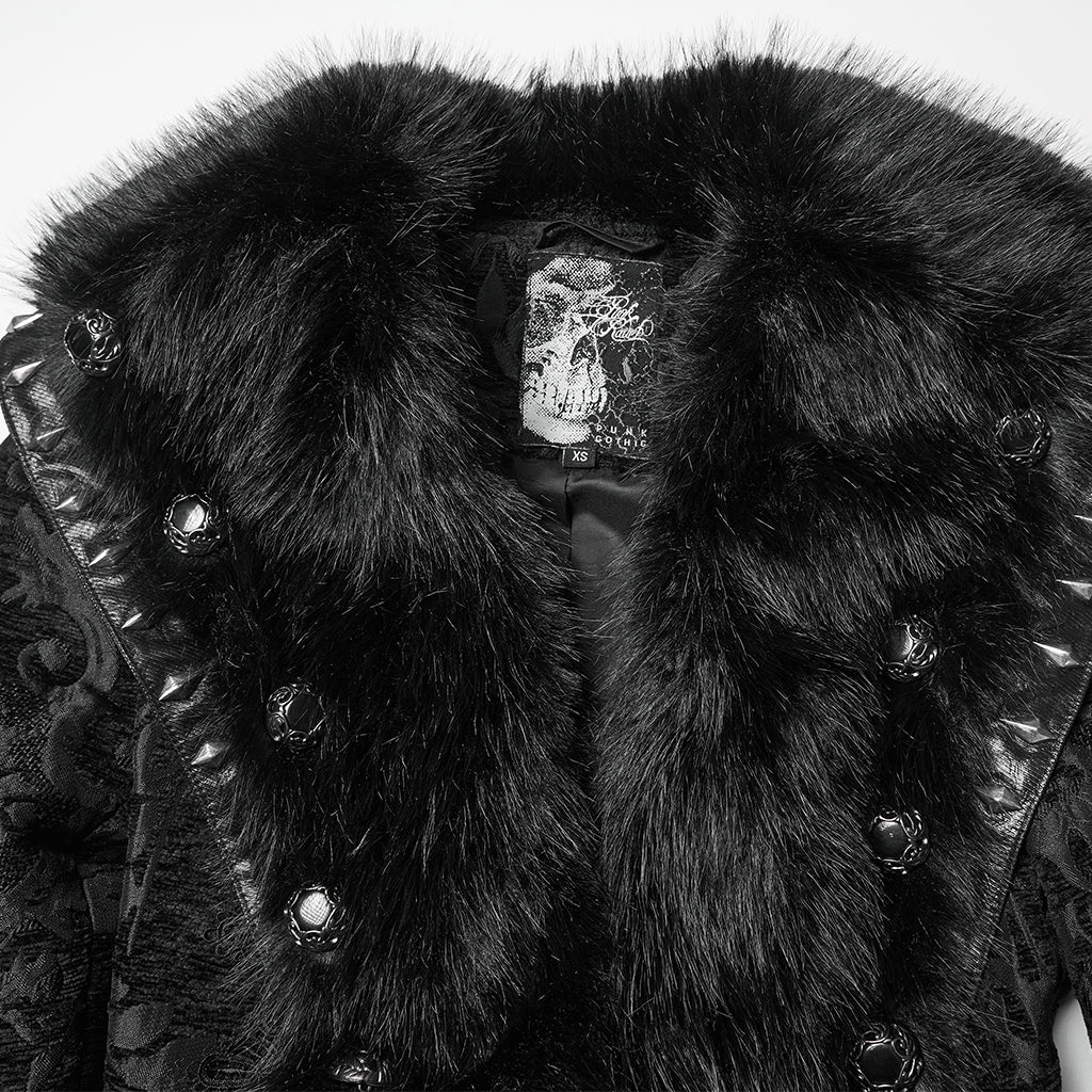 Punk Rave Goth Gorgeous Plush Coat in Black