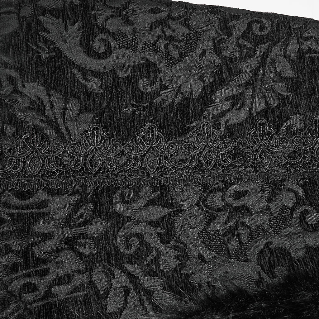 Punk Rave Goth Gorgeous Plush Coat in Black