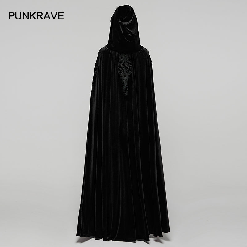 Punk Rave Goth Velvet Women's Long Cloak in Black