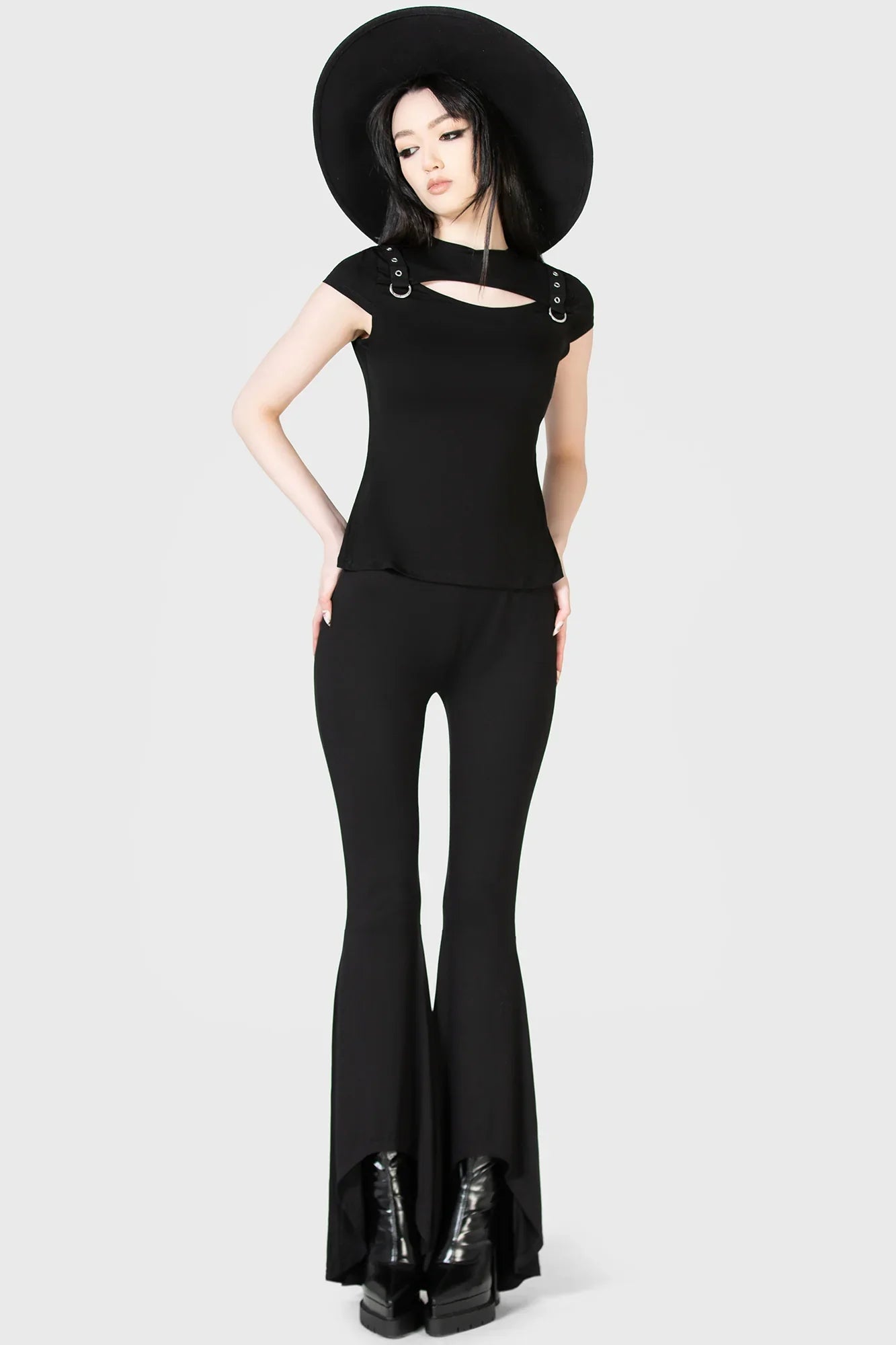 Killstar Xara Keyhole Strap Minimalist Gothic Top