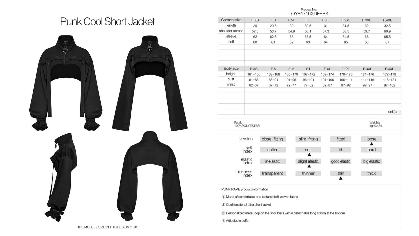 Punk Rave McKay Women's Short Jacket in Black