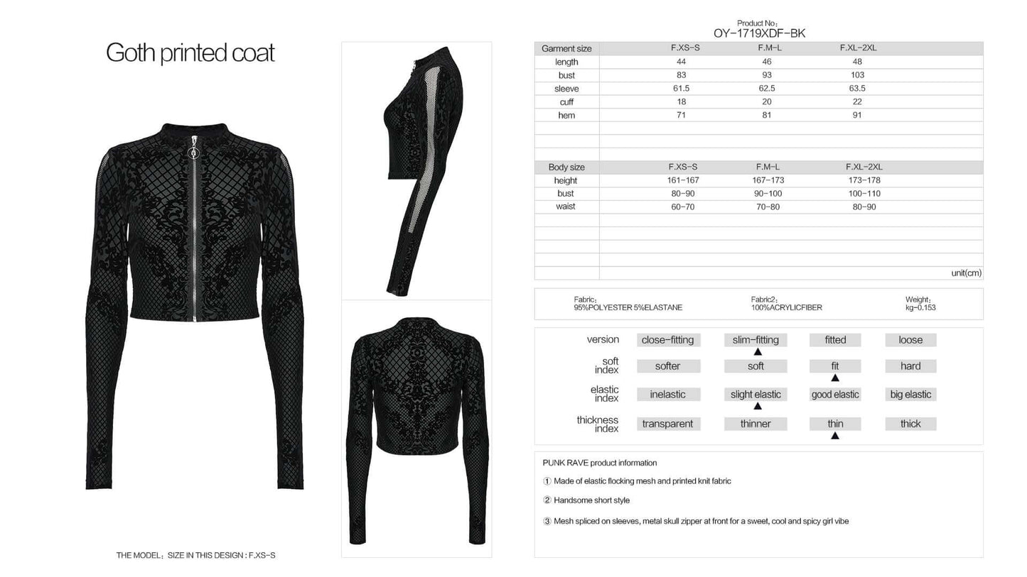 Punk Rave Enya Printed Cropped Jacket