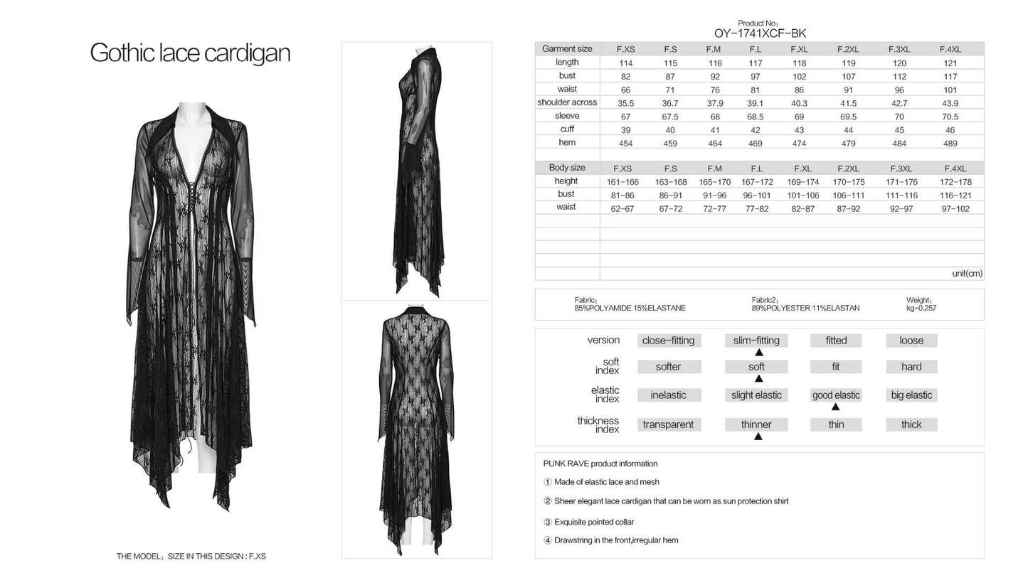 Punk Rave Tau Lace Long Cardigan