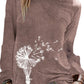 Women's Dandelion Design Nature Lover Long Sleeve T-Shirt