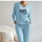 'Nope Not Today' Casual Sunken Stripe Knitted Women's Lounge Set