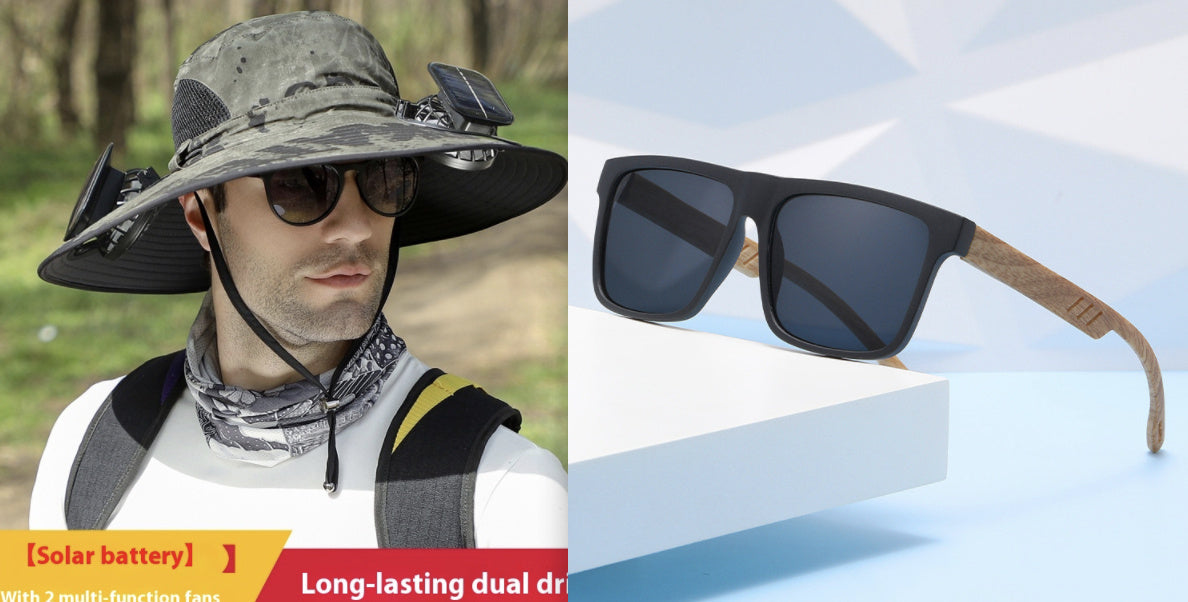 Outdoor Wide-Brim Sun Hat with USB Charging, Solar-Powered Cooling