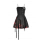 Dark in Love Nyssa Black and Red Strap Detail Goth Mini Dress