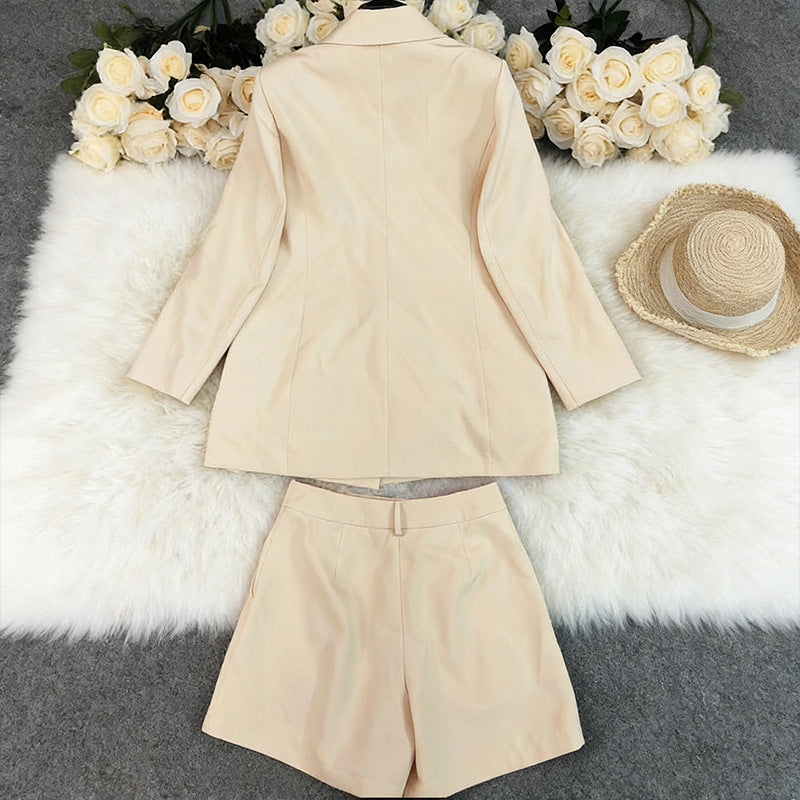 Vireous Long-Sleeve Jacket and Shorts Suit, Summer Business Suit