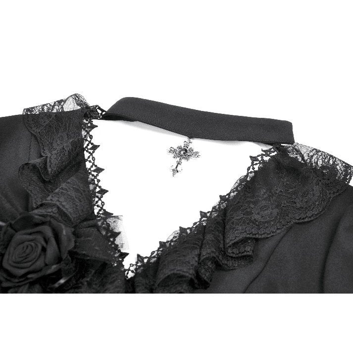 Dark in Love Courtly Cross Gem Pendant Gothic Blouse