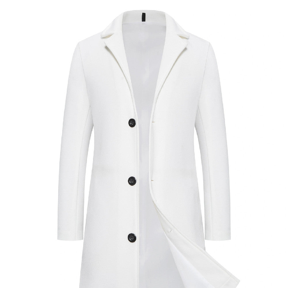 Men's Milk White Classic Woollen Crombie Coat