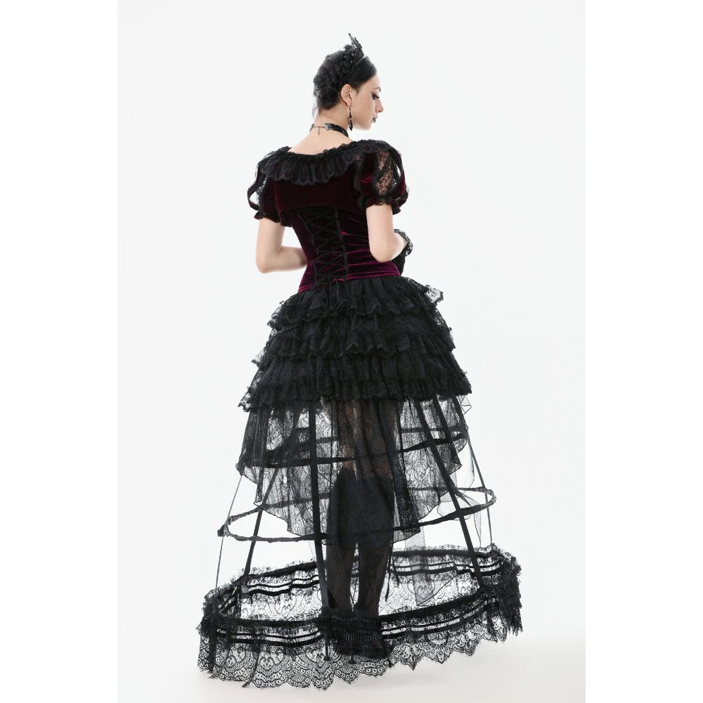 Dark in Love Isolde Velvet and Lace Puff Sleeve Bolero