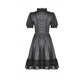 Dark in Love Belladonna Lace-Up High Collar Puff Sleeve Goth Dress, Plus Sizes