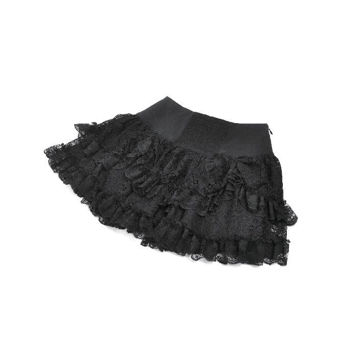 Dark in Love Punk Eyelet Lace-Layered Mini Skirt