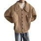 Vireous Retro 1970s Lapel Single-Breasted Men's Cardigan Sweater Coat