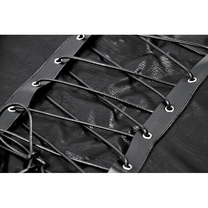 Dark in Love Vespera One-Shoulder Spiked Faux Leather Corset Top