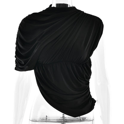 Avant Garde Round Neck Asymmetric Fashion Top