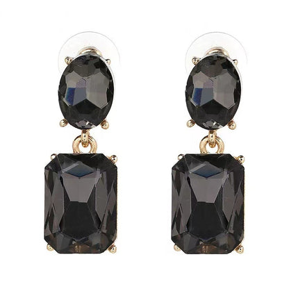 Retro Simple Square Crystal Drop Earrings