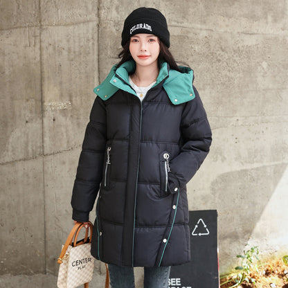 Loose Down Cotton-Padded Women's Coat Mid-Length, Candy Colours