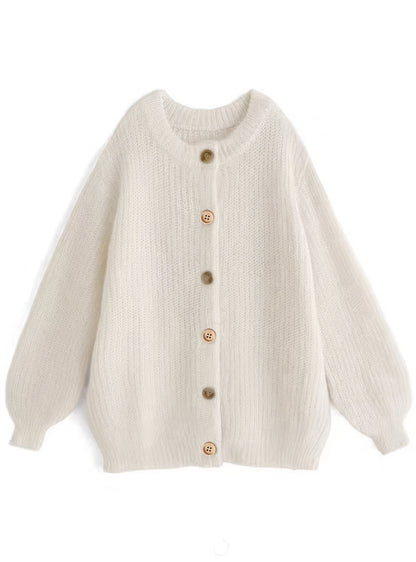 Women's Oversized Faux Cashmere Cardigan, Feature Buttons, Knitted Fashion