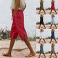 Women's Split Mid-Length Capri Shorts, Summer Casual Elastic Waist, Plus Sizes