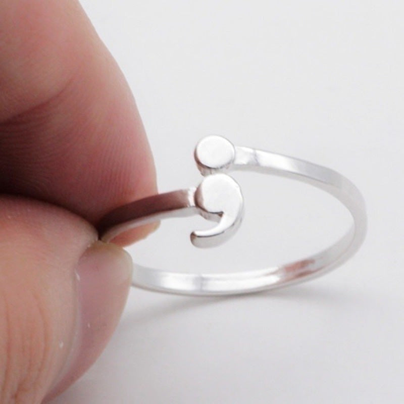 Creative Stainless Steel Semi-Colon Open Ring