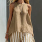 Vireous Linen Sleeveless Summer Shirt, Womens Loose-Fitting Button-Up Top