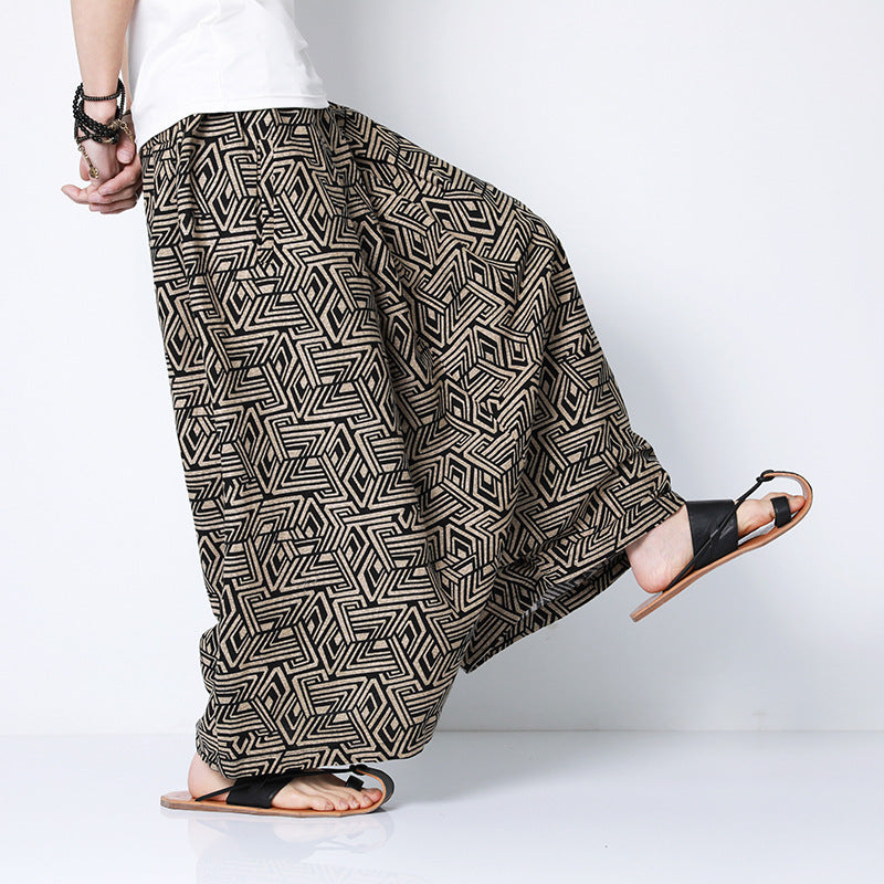 Unisex Ethnic Large Baggy Pants, Beach Pants