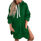 Vireous Loose-Fitting Women's Sweater Dress Long Length Drawstring Top