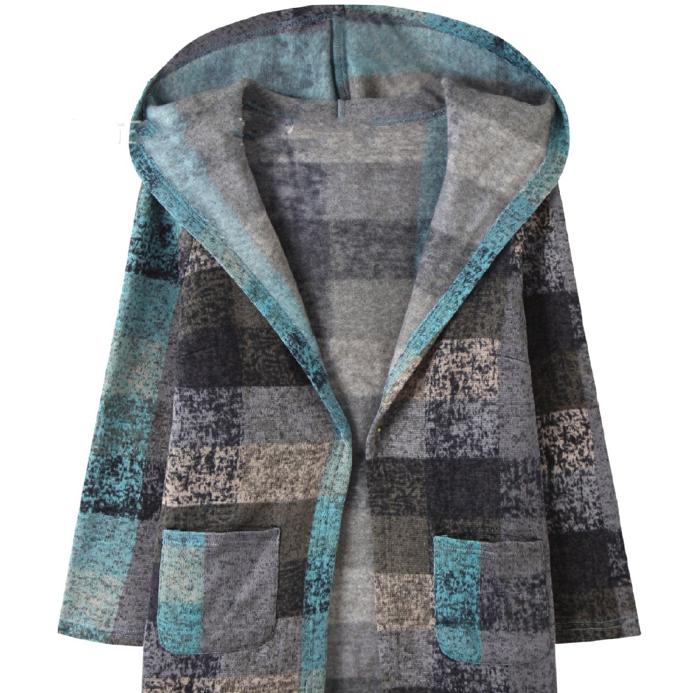 Women's Vintage Plaid Printed Hooded Fleece Short Coat