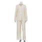 Vireous Solid Colour Straight-Leg Elegant Pleated Pants Suit